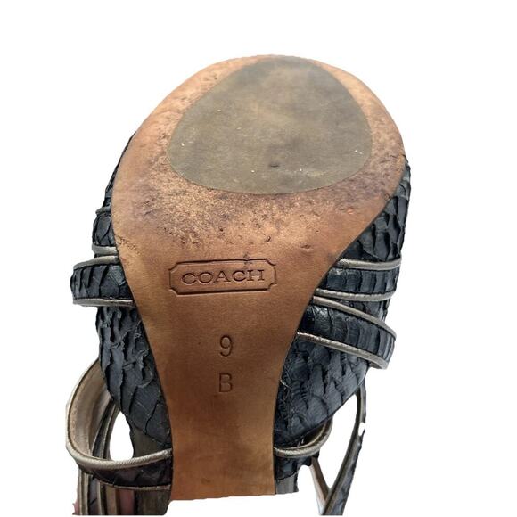 Coach Women’s Karolina 9B Snakeskin Heels Dark Blue Gray Platform Stunners Y2K - Picture 10 of 12